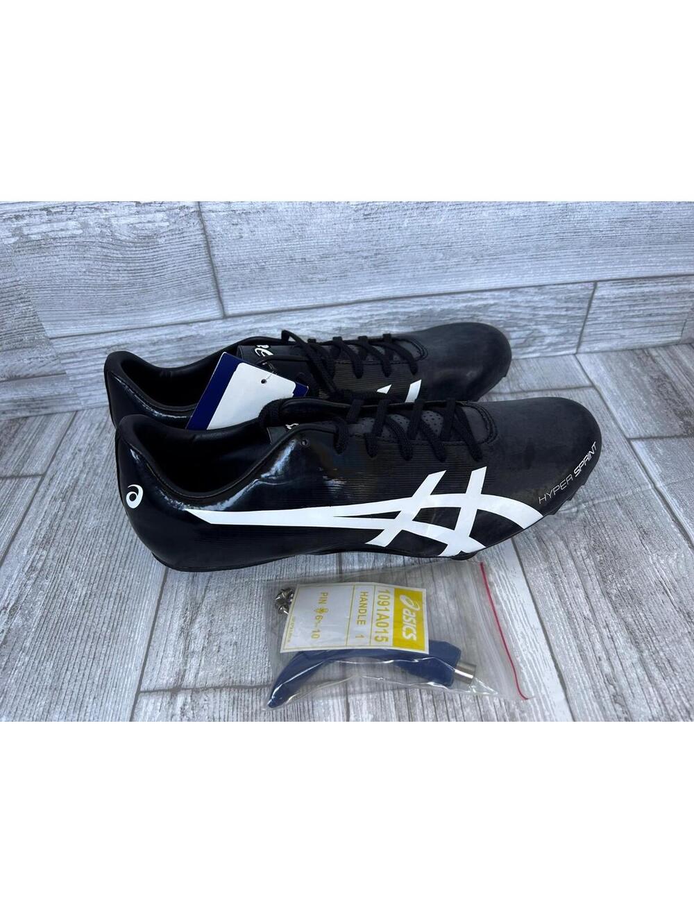 NEW Asics Mens Hypersprint 7 Black White Track Field Spikes Shoes Size 10